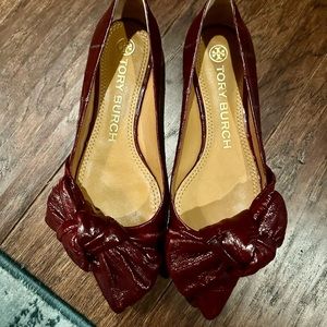 Tory Burch Burgundy Bow Flats